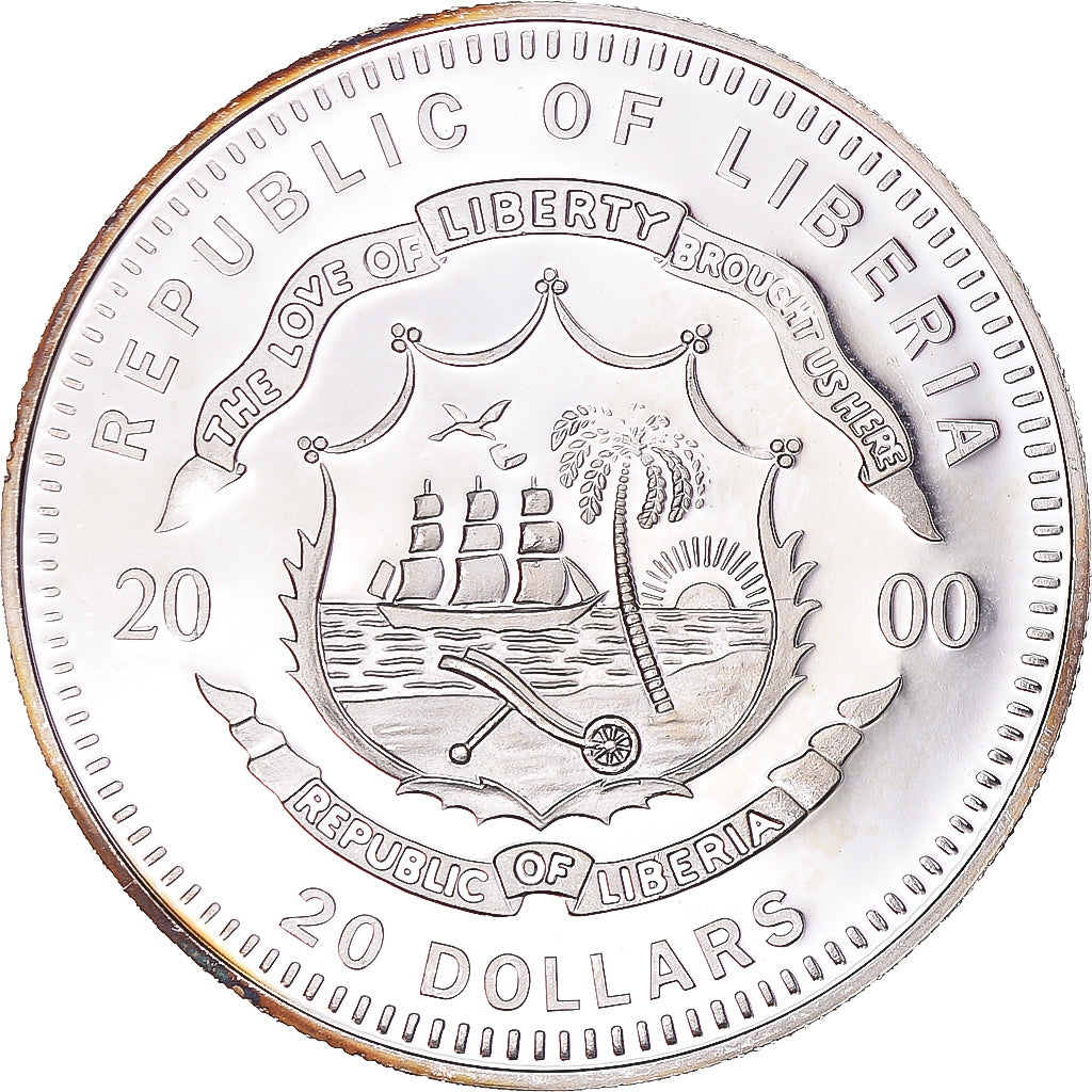 Coin, Liberia, 20 Dollars, 2000, Madrid, MS(63), Silver