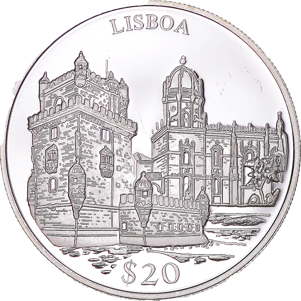 Munten, Liberia, 20 Dollars, 2000, Lisbon, UNC-, Zilver