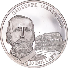 Munten, Liberia, 20 Dollars, 2002, Giuseppe Garibaldi, UNC-, Zilver