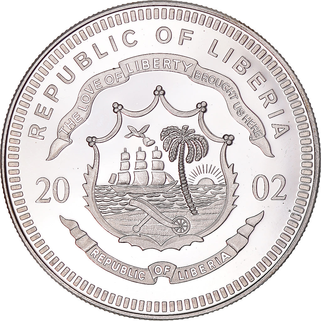 Munten, Liberia, 20 Dollars, 2002, Giuseppe Garibaldi, UNC-, Zilver