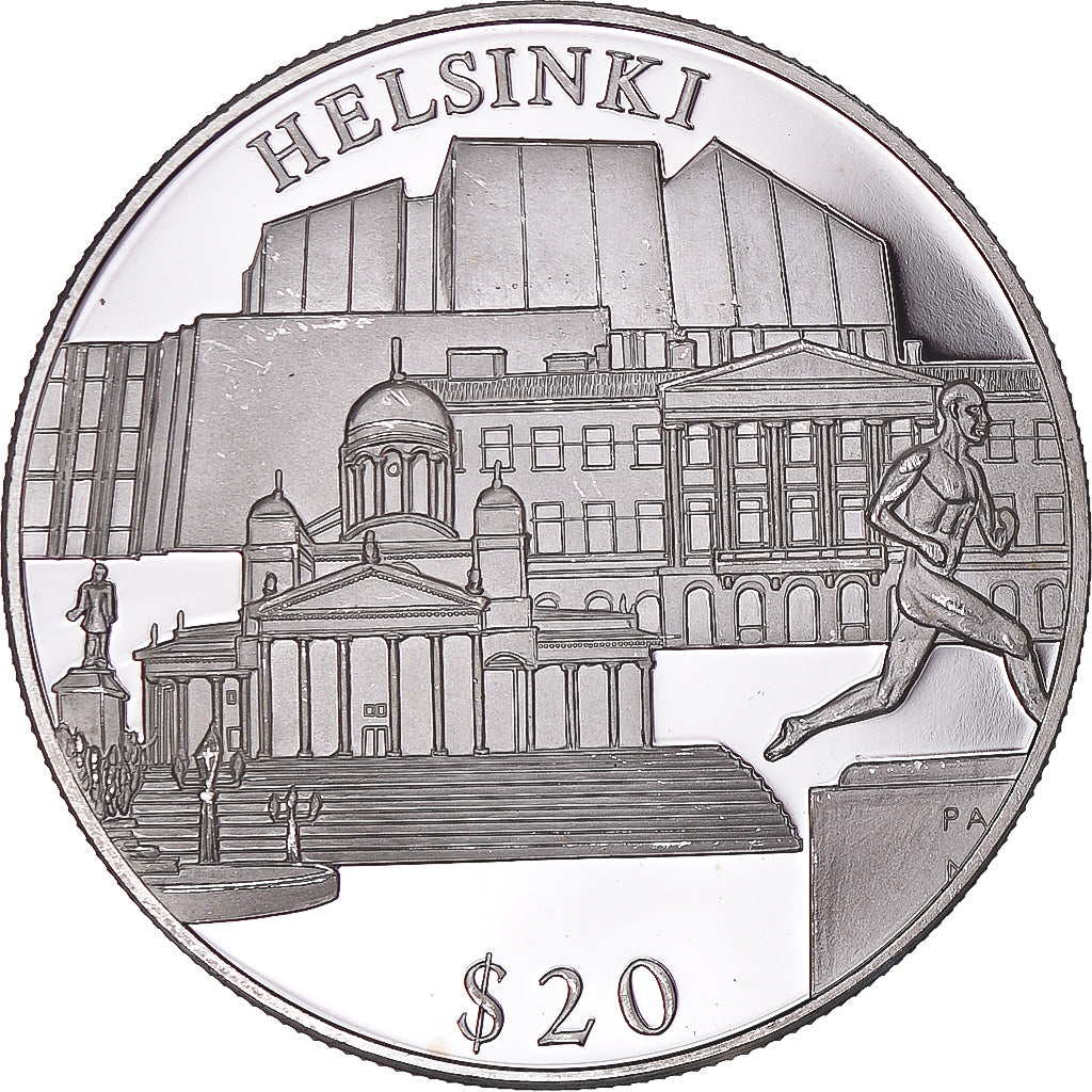 Coin, Liberia, 20 Dollars, 2000, Helsinki, MS(63), Silver