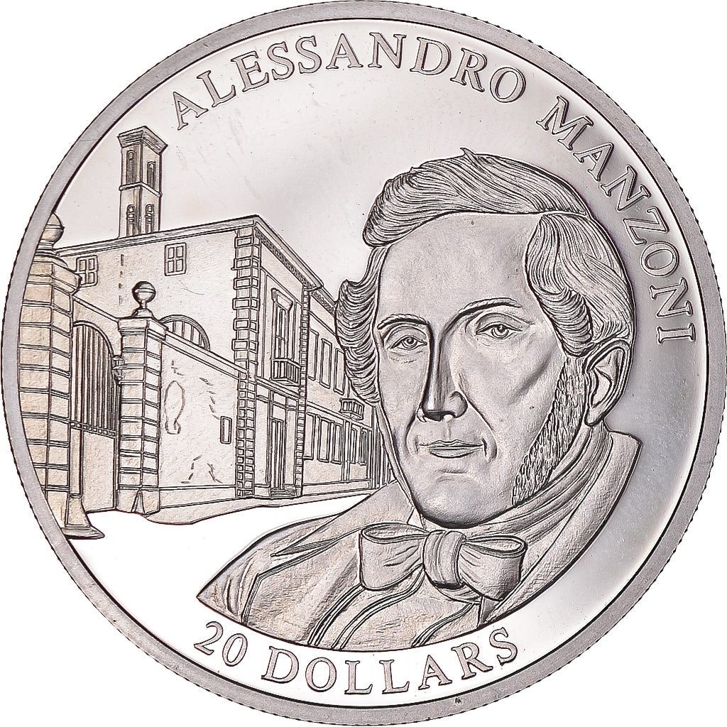 Münze, Liberia, 20 Dollars, 2003, Alessandro Manzoni, UNZ, Silber