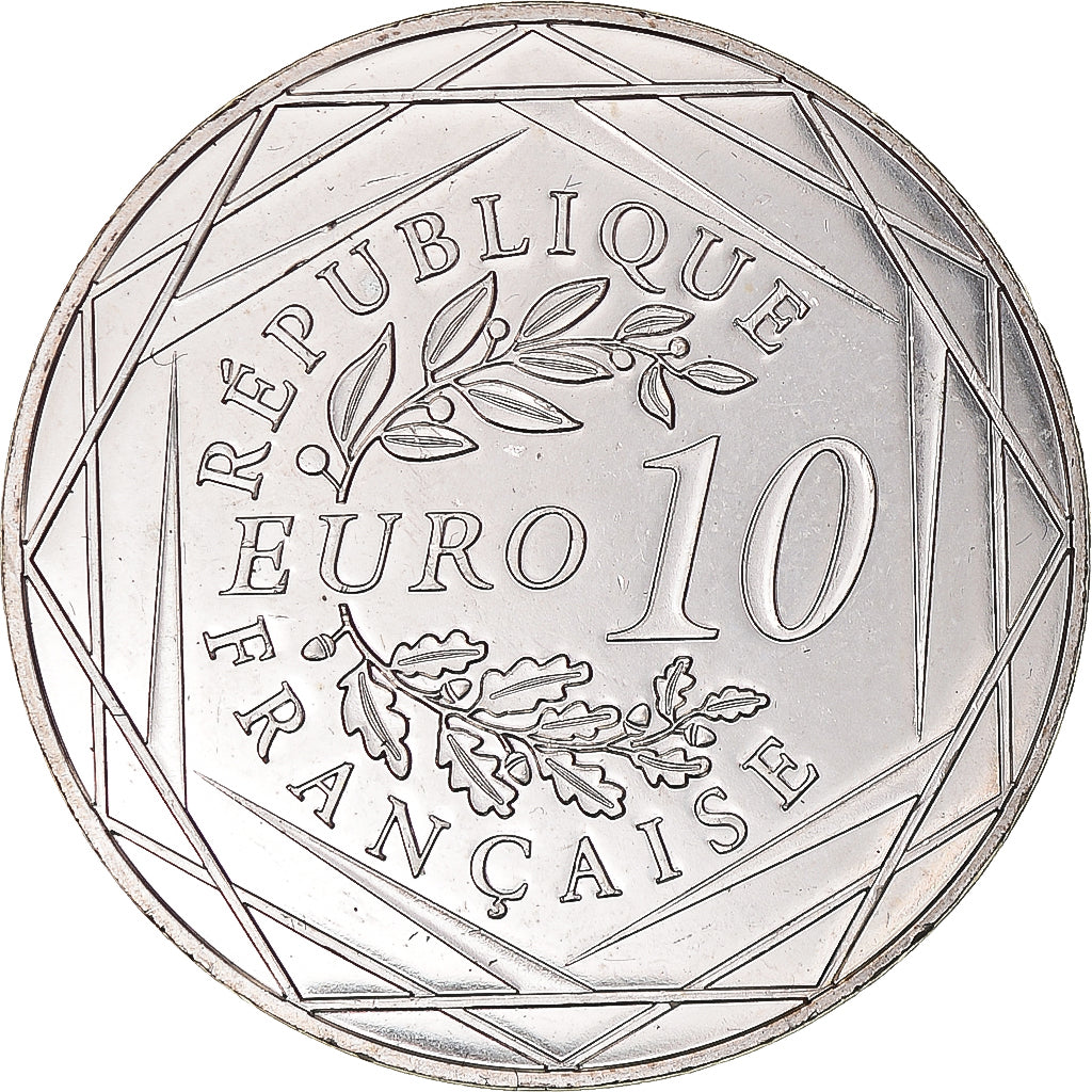 France, 10 Euro, Coq, 2014, MS(63), Silver, Gadoury:EU656