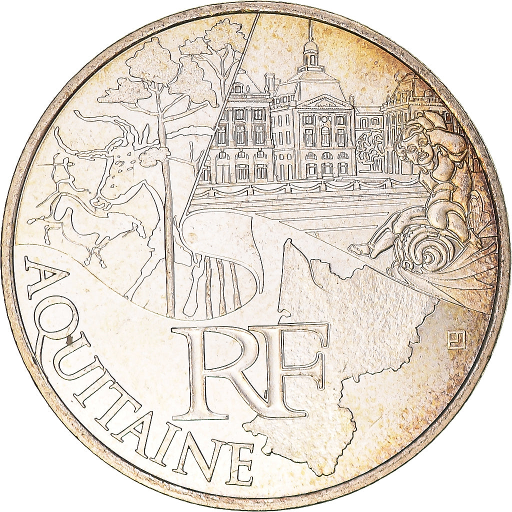 France, 10 Euro, 2011, Paris, Aquitaine, MS(63), Silver, KM:1727