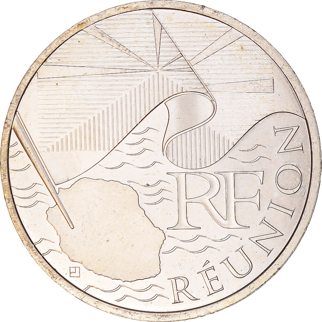 France, 10 Euro, Réunion, 2010, MS(60-62), Silver