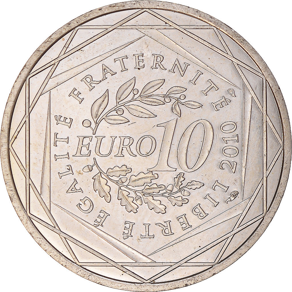 France, 10 Euro, Réunion, 2010, MS(60-62), Silver