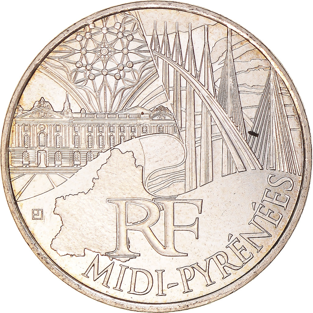 France, 10 Euro, Midi-Pyrénées, 2011, Paris, MS(60-62), Silver, KM:1752