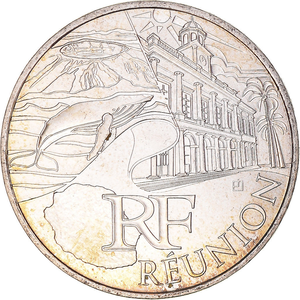 France, 10 Euro, 2011, Paris, Réunion, MS(63), Silver, KM:1750