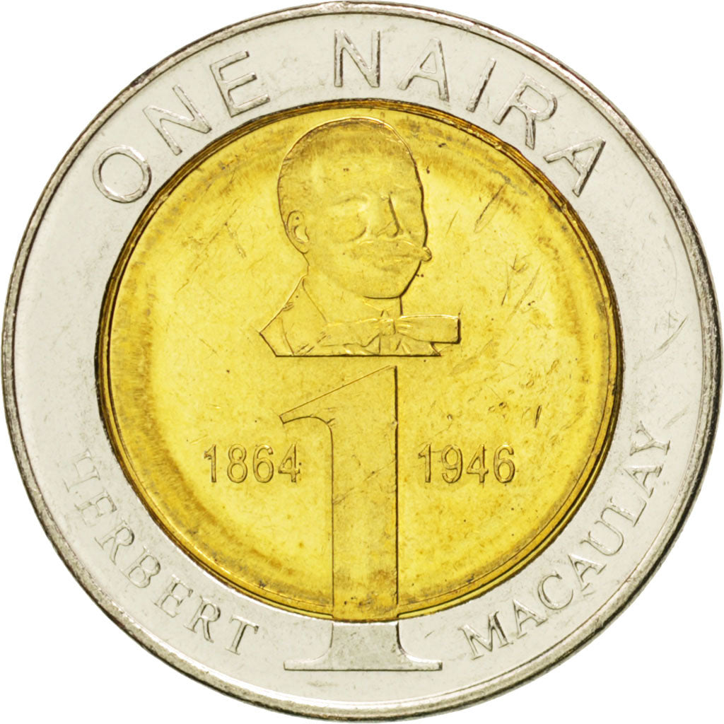 NIGERIA, Naira, 2006, KM #18, AU(55-58), Bi-Metallic, 21.48, 5.34