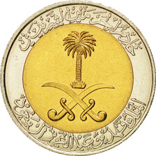 SAUDI ARABIA, 100 Halala, 1 Riyal, 1998, KM #66, MS(63), Bi-Metallic, 23, 6.00
