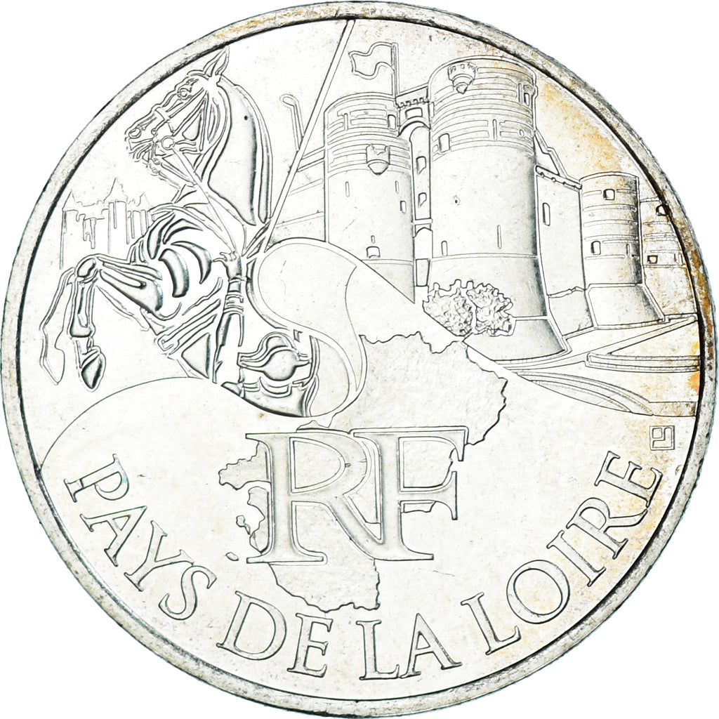 France, 10 Euro, Pays de la Loire, 2011, MS(60-62), Silver