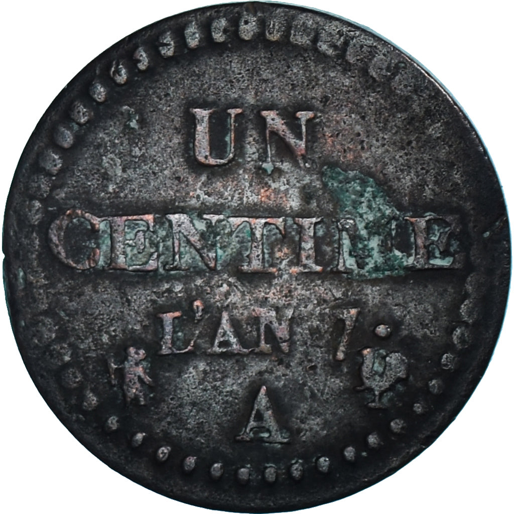 Münze, Frankreich, Dupré, Centime, AN 7, Paris, S+, Bronze, KM:646, Gadoury:76