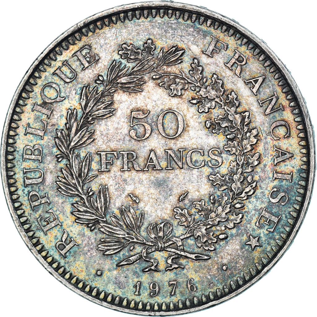 Moneta, Francja, Hercule, 50 Francs, 1976, Paris, AU(50-53), Srebro, KM:941.1