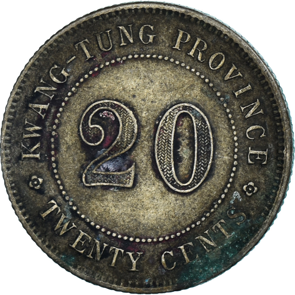 Moeda, China, KWANGTUNG PROVINCE, 20 Cents, 1912-1924, VF(20-25), Prata, KM:423