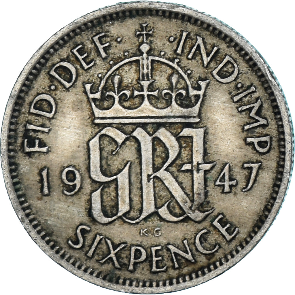 Coin, Great Britain, George VI, 6 Pence, 1947, VF(30-35), Copper-nickel, KM:862