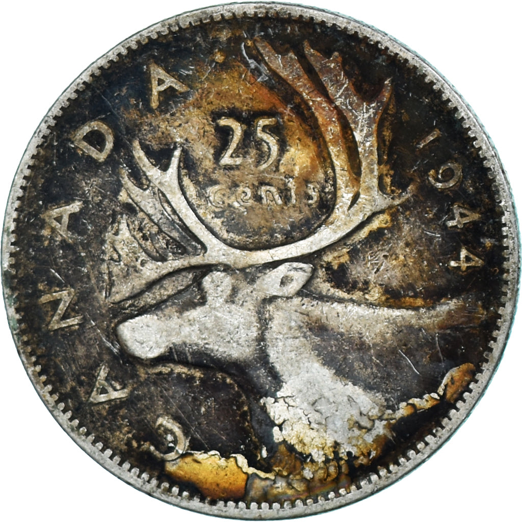 Coin, Canada, George VI, 25 Cents, 1944, Royal Canadian Mint, Ottawa, VF(20-25)