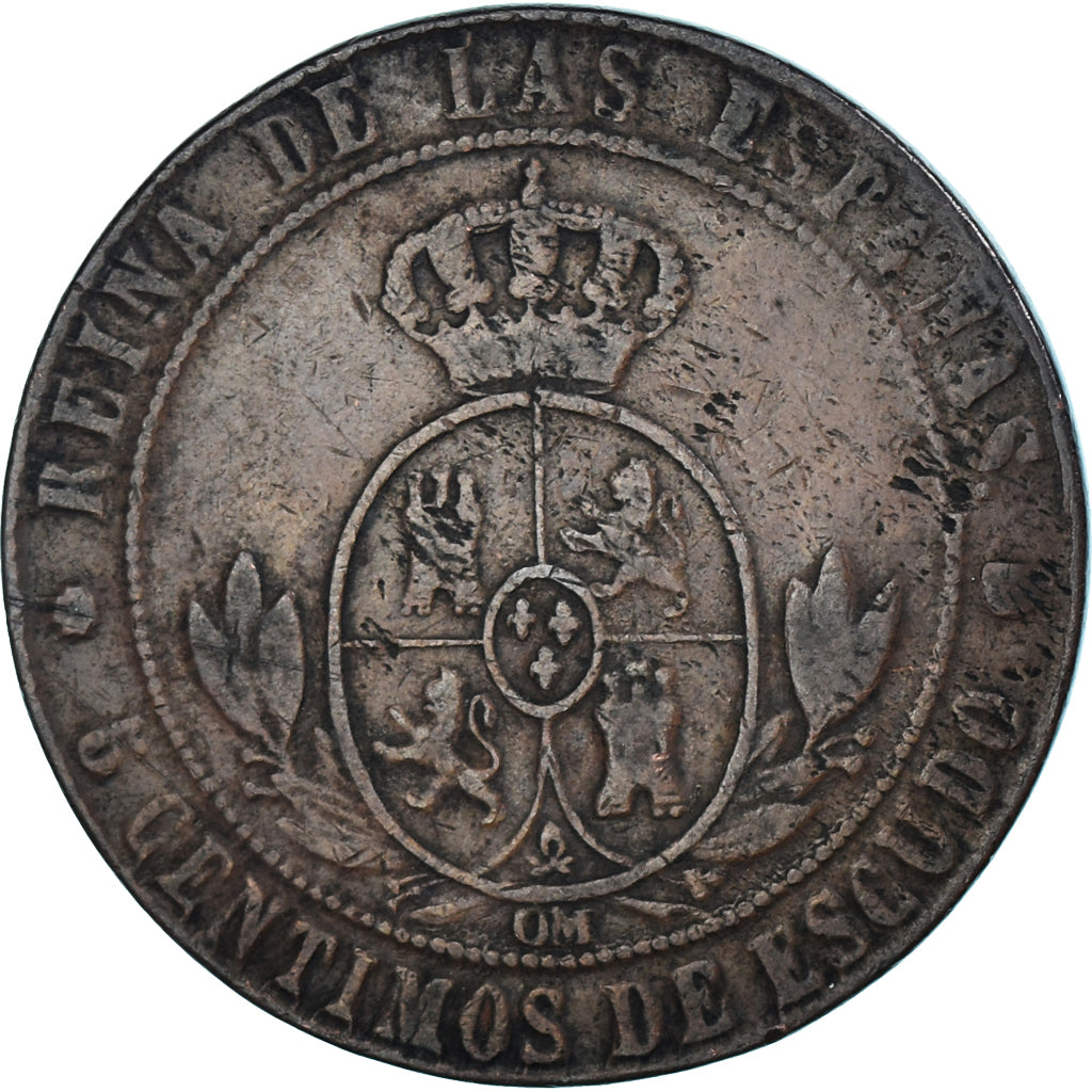 Monnaie, Espagne, Isabel II, 5 Centimos, 1867, Madrid, TB, Cuivre, KM:635.1