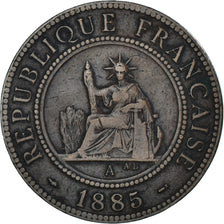 Coin, FRENCH INDO-CHINA, Cent, 1885, Paris, VF(30-35), Bronze, KM:1