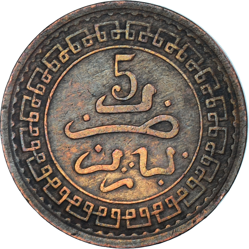 Coin, Morocco, 'Abd al-Aziz, 5 Mazunas, 1903/AH1321, Paris, VF(30-35), Bronze