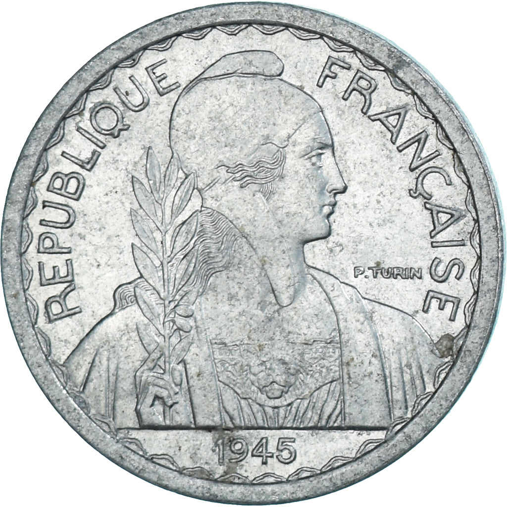 Münze, FRENCH INDO-CHINA, 10 Cents, 1945, Paris, SS+, Aluminium, KM:28.1