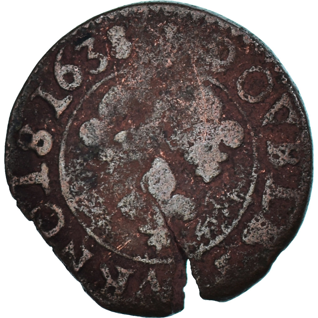 Munten, Frankrijk, Louis XIII, Double Tournois, 1638, Vallée du Rhône, ZG+