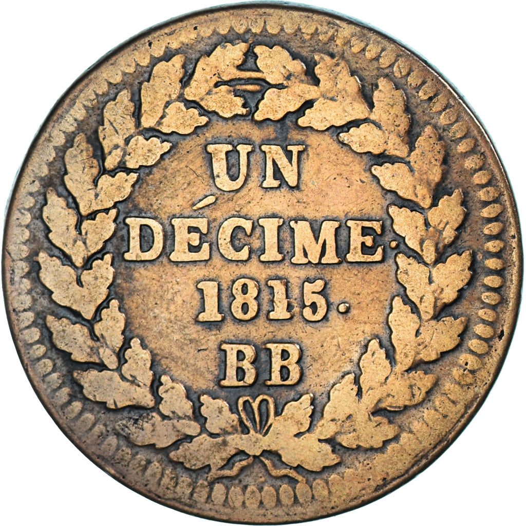 Monnaie, France, Louis XVIII, Decime, 1815, Strasbourg, TB, Bronze