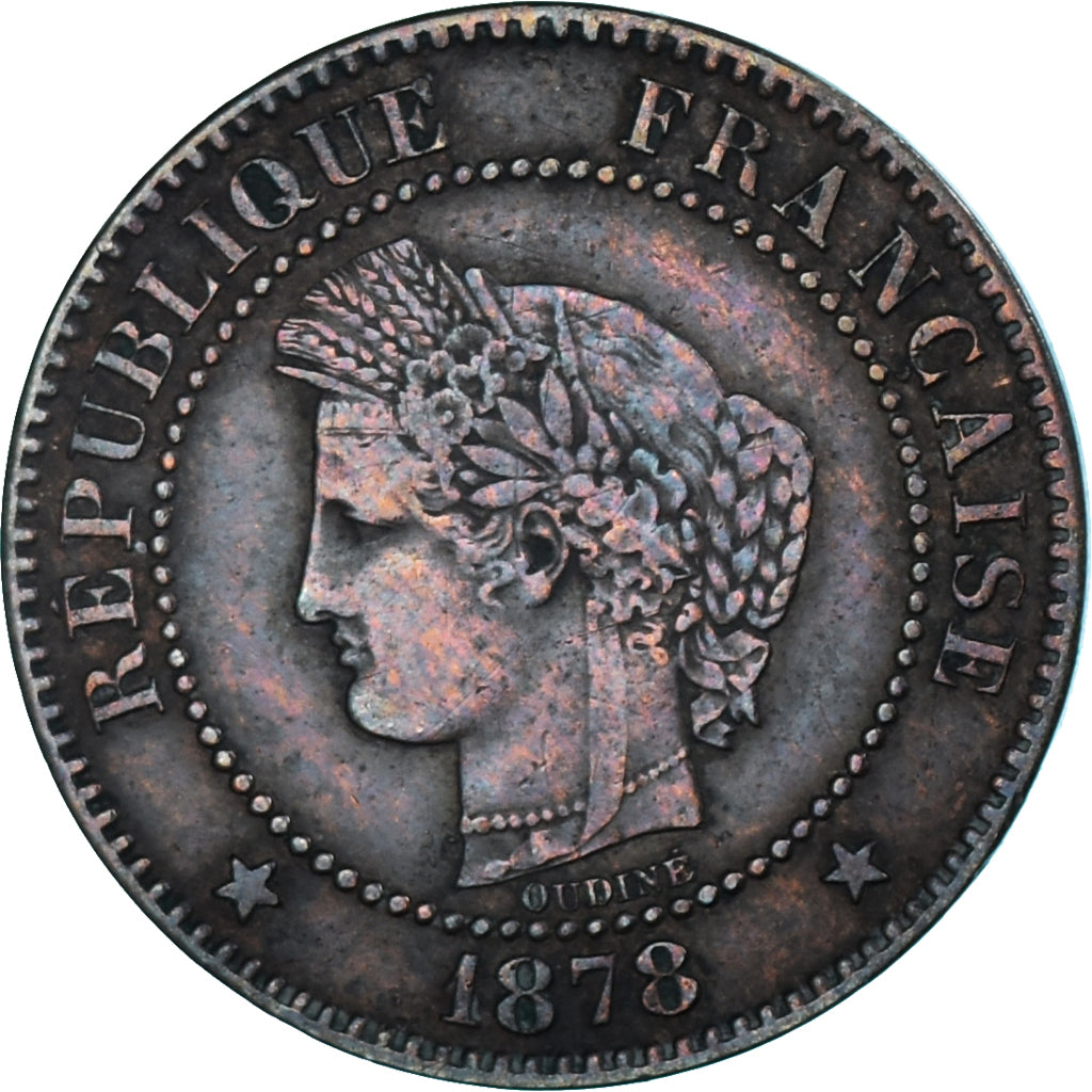 Münze, Frankreich, Cérès, 2 Centimes, 1878, Paris, SS, Bronze, KM:827.1