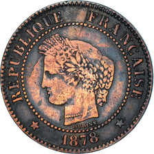 Moneta, Francia, Cérès, 2 Centimes, 1878, Bordeaux, BB, Bronzo, KM:827.2