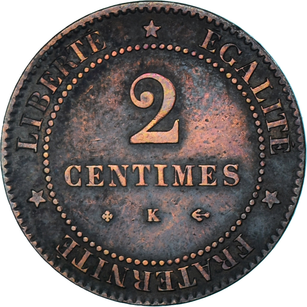 Moneta, Francia, Cérès, 2 Centimes, 1878, Bordeaux, BB, Bronzo, KM:827.2