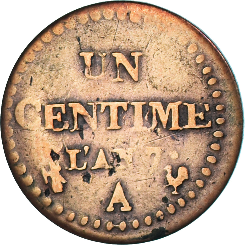 Coin, France, Dupré, Centime, AN 7, Paris, VF(20-25), Bronze, KM:640.1