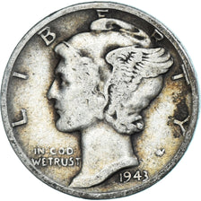 Moeda, Estados Unidos da América, Mercury Dime, Dime, 1943, U.S. Mint