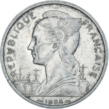 Coin, Réunion, 5 Francs, 1955, EF(40-45), Aluminum, KM:9
