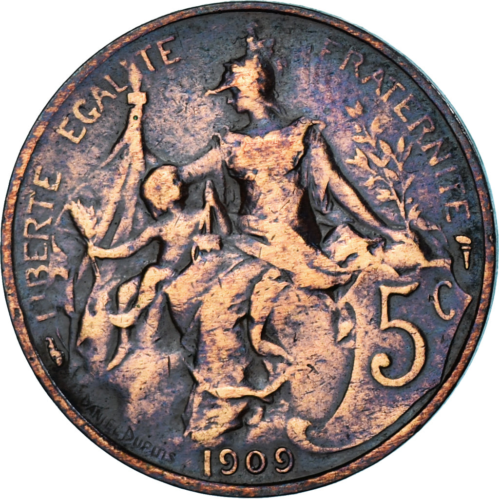 Monnaie, France, Dupuis, 5 Centimes, 1909, Paris, TB, Bronze, KM:842, Le