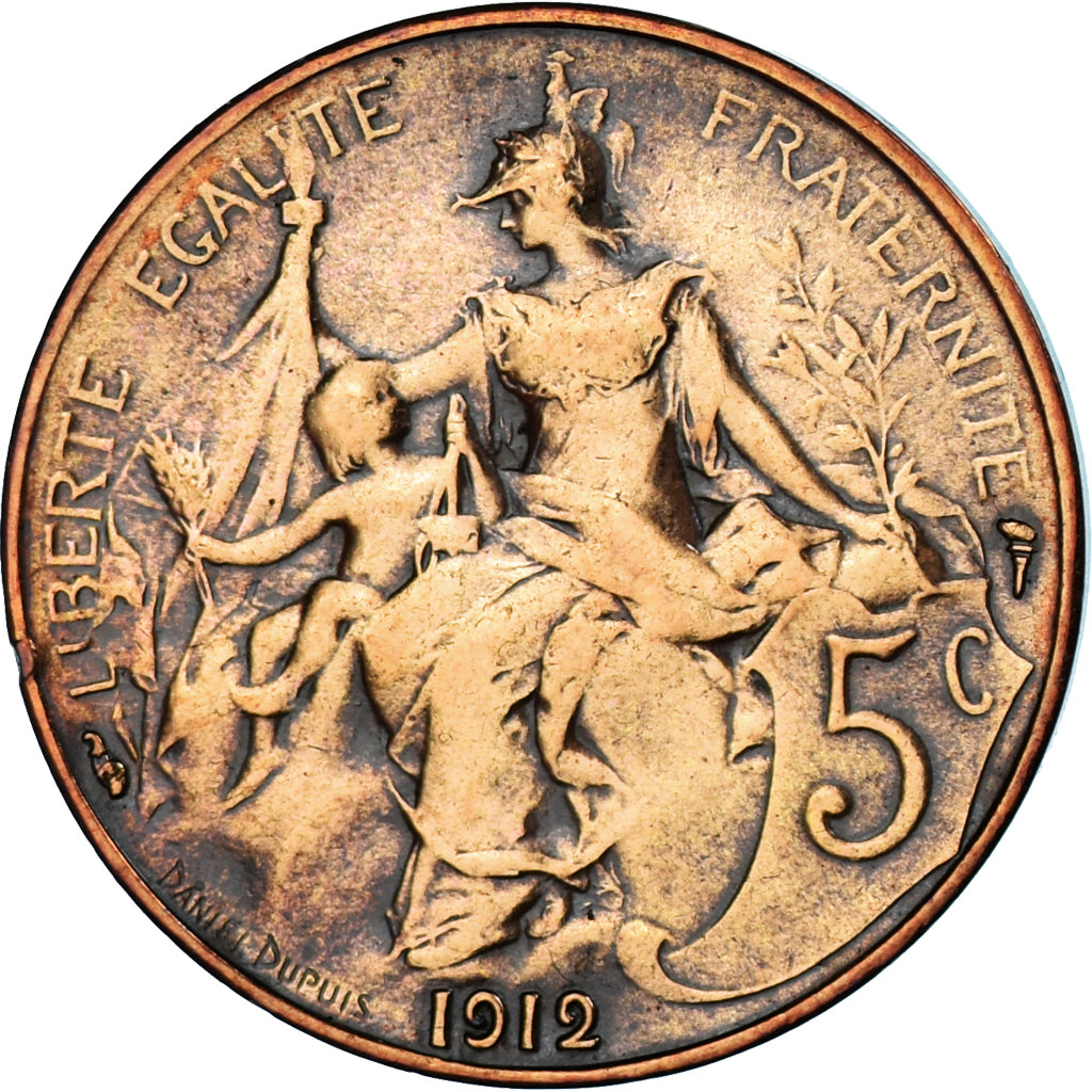 Monnaie, France, Dupuis, 5 Centimes, 1912, Paris, TB, Bronze, Gadoury:165