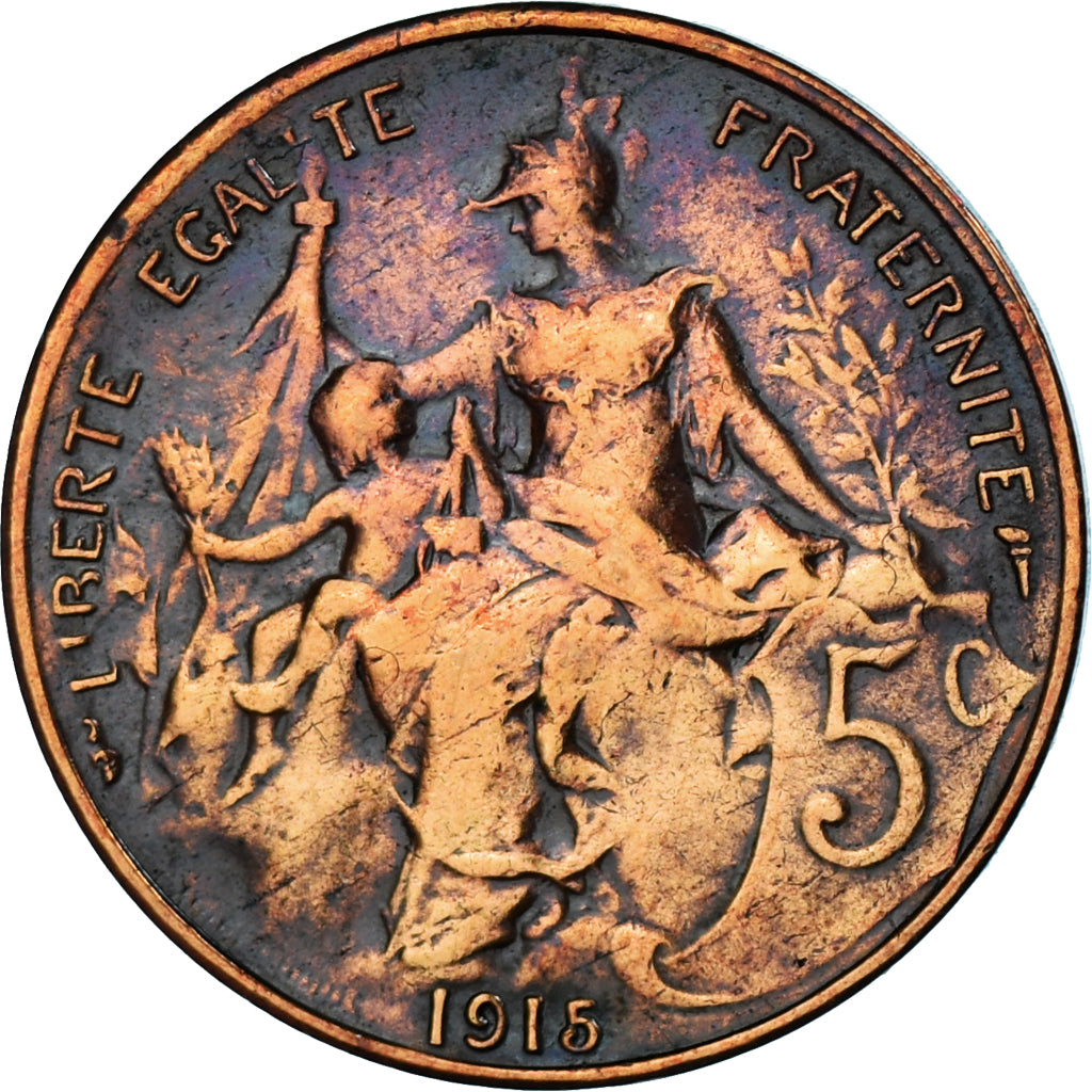 Monnaie, France, Dupuis, 5 Centimes, 1915, Paris, TB, Bronze, Gadoury:165