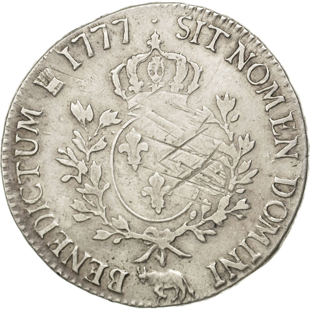 FRANCE, Écu de Béarn aux branches d'olivier, ECU, 1777, Pau, KM #572, VF(20-25),