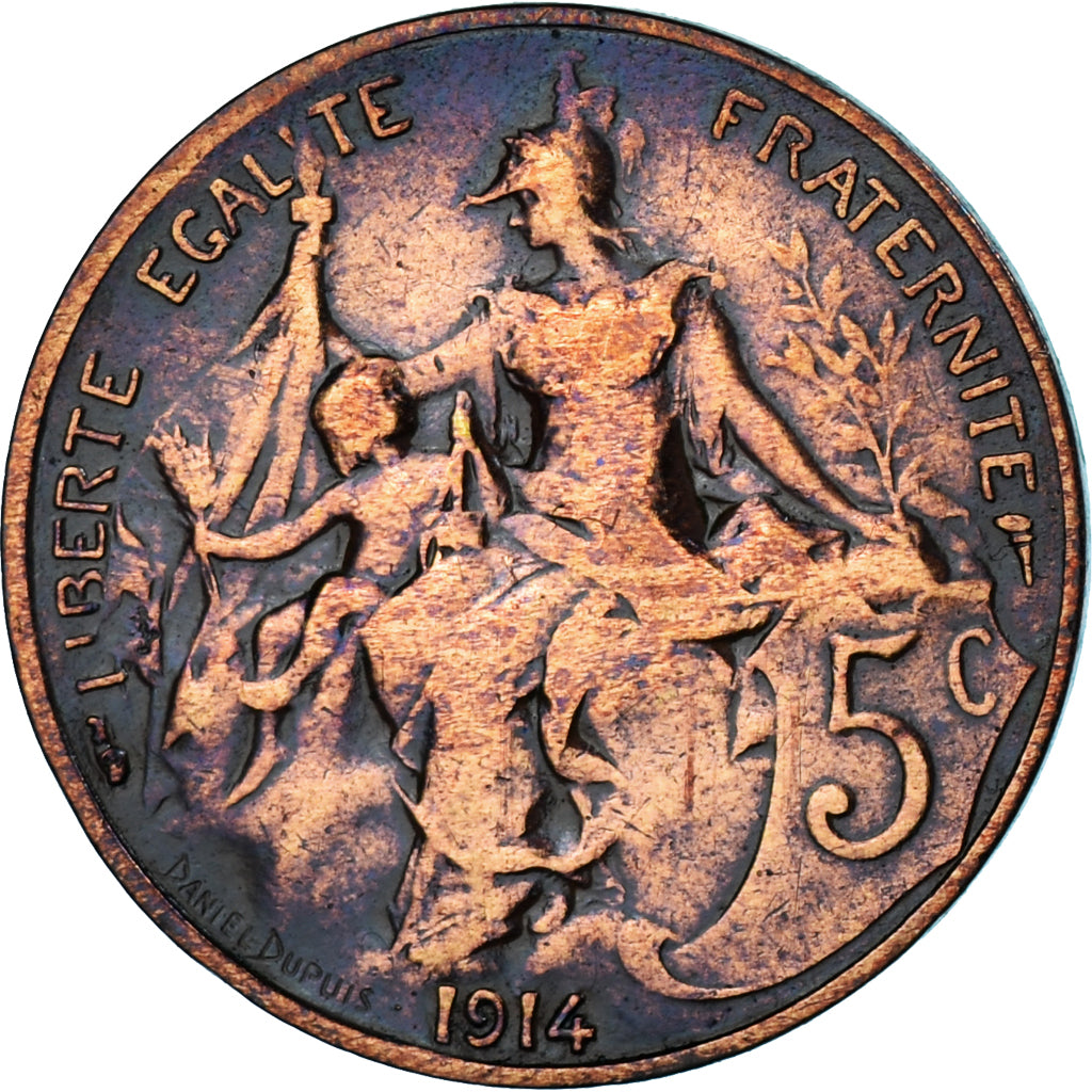 Moneta, Francja, Dupuis, 5 Centimes, 1914, Paris, VF(20-25), Brązowy, KM:842