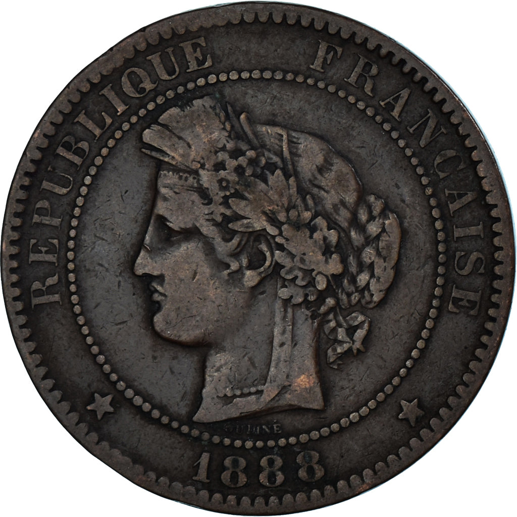 Coin, France, Cérès, 10 Centimes, 1888, Paris, VF(20-25), Bronze, KM:815.1