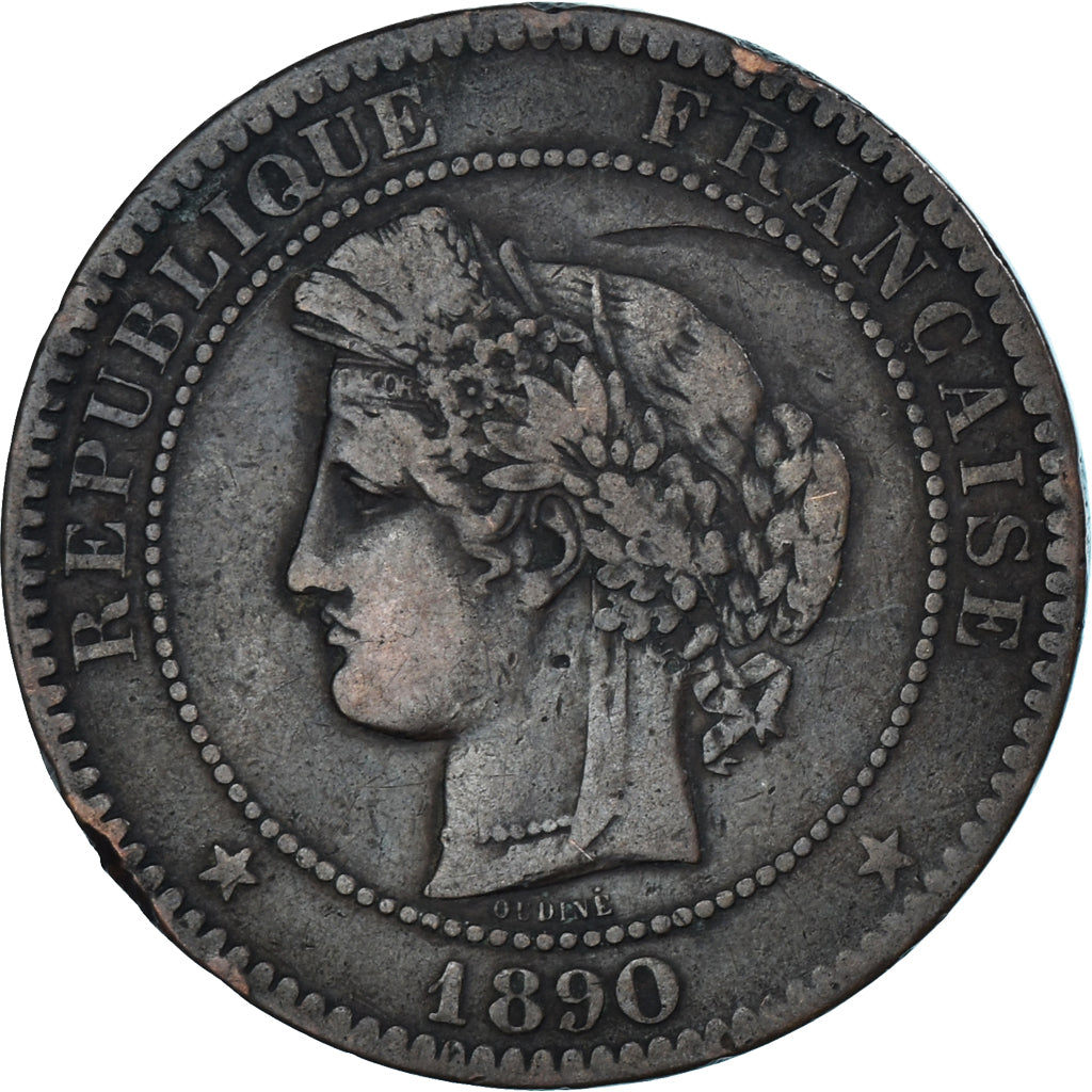 Munten, Frankrijk, Cérès, 10 Centimes, 1890, Paris, FR, Bronzen, KM:815.1