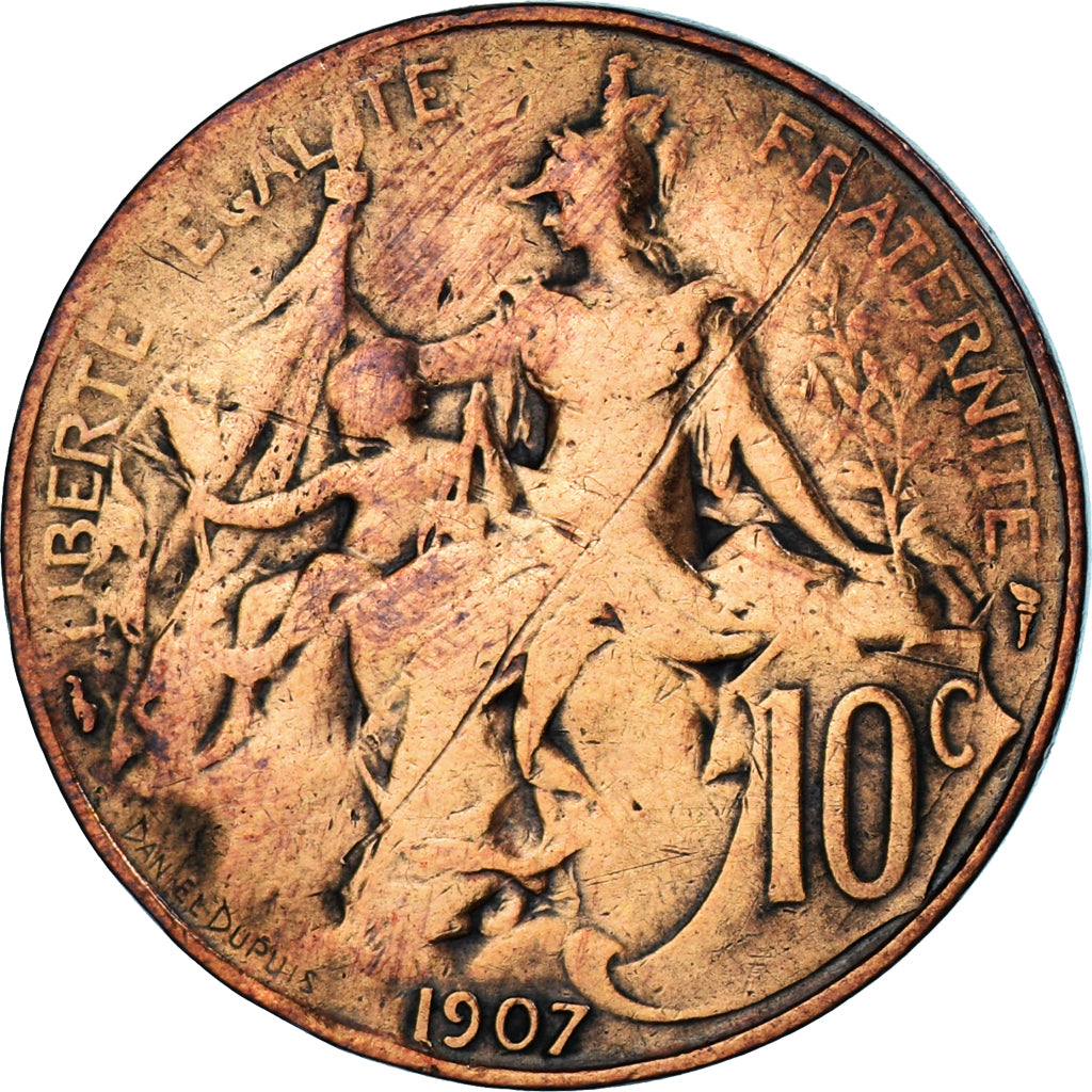 Monnaie, France, Dupuis, 10 Centimes, 1907, Paris, TB, Bronze, Gadoury:277