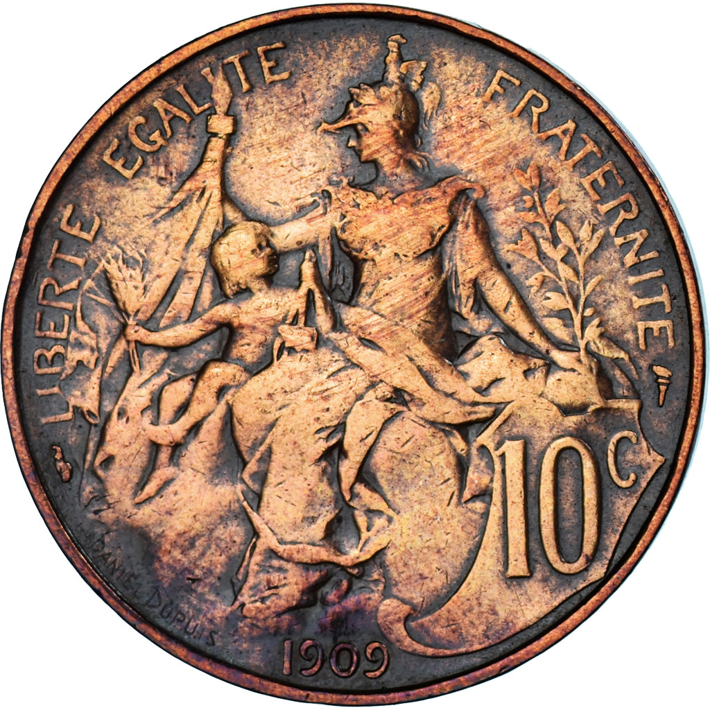 Coin, France, Dupuis, 10 Centimes, 1909, Paris, VF(20-25), Bronze, KM:843