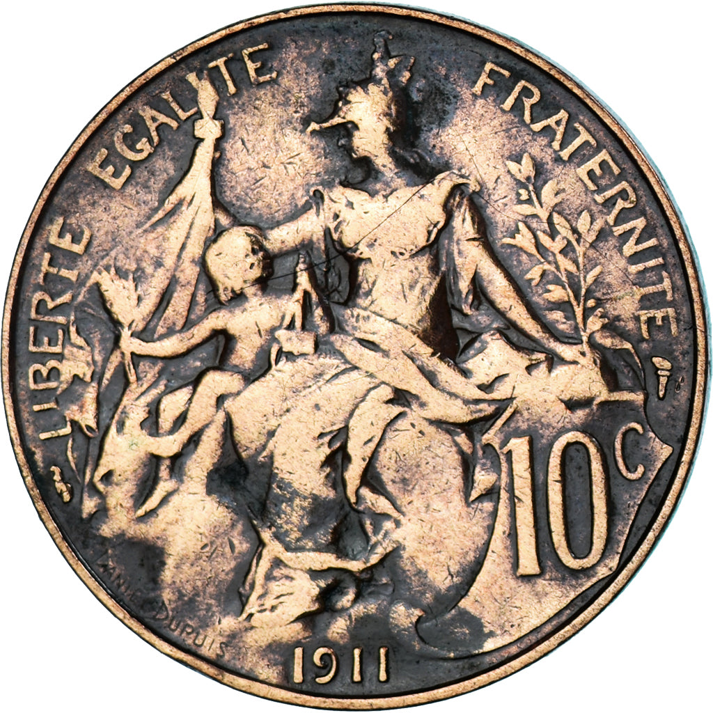 Monnaie, France, Dupuis, 10 Centimes, 1911, Paris, TB, Bronze, Gadoury:277