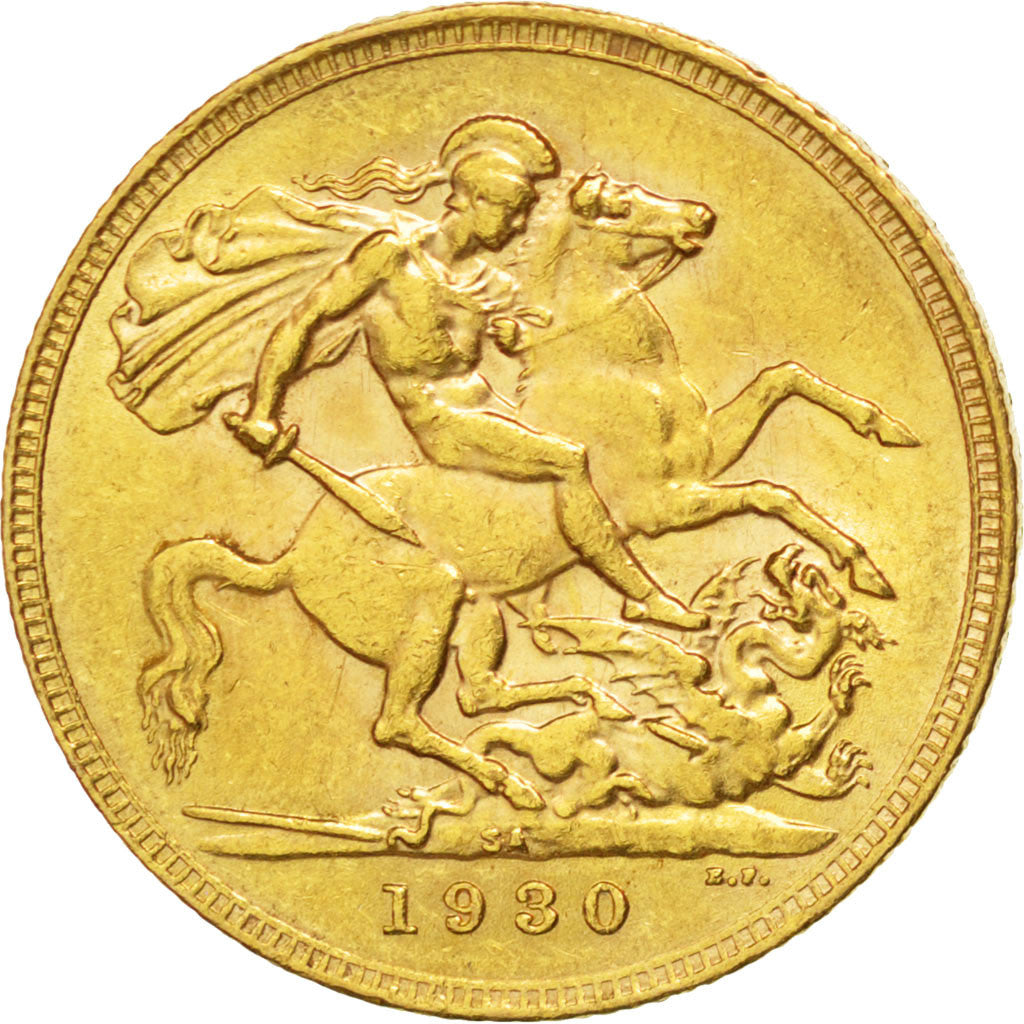 SOUTH AFRICA, Sovereign, 1930, KM #A22, AU(50-53), Gold, 7.98