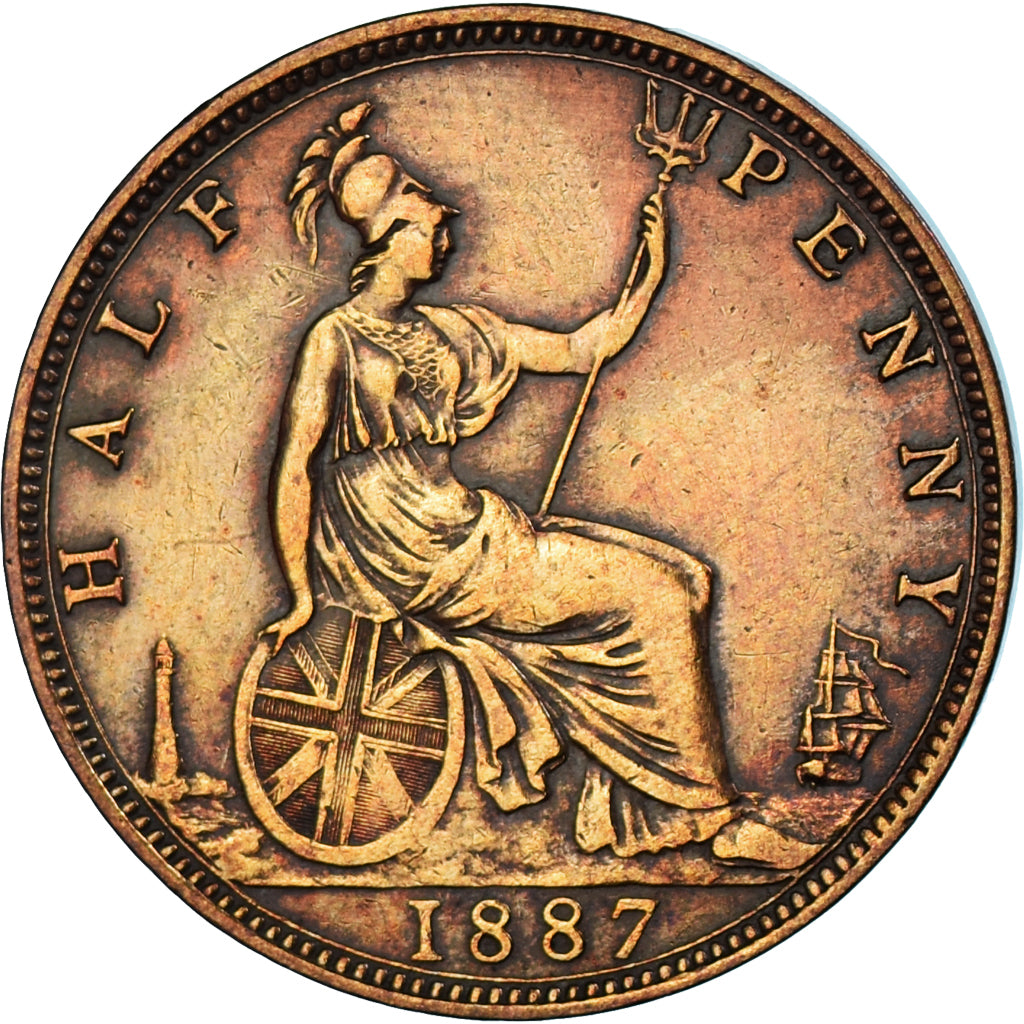 Moeda, Grã-Bretanha, Victoria, 1/2 Penny, 1887, VF(30-35), Bronze, KM:754
