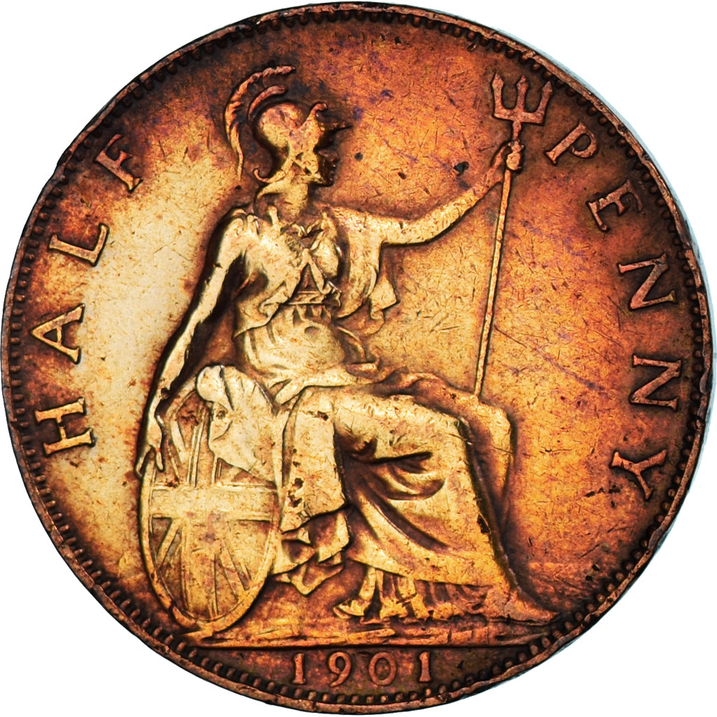 Monnaie, Grande-Bretagne, Victoria, 1/2 Penny, 1901, TB+, Bronze, KM:789