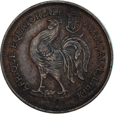 Moneda, África ecuatorial francesa, 50 Centimes, 1943, Pretoria, BC+, Bronce