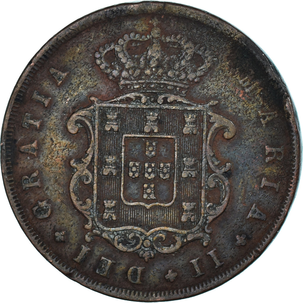 Moneda, Portugal, Maria II, 10 Reis, 1842, BC+, Cobre, KM:481