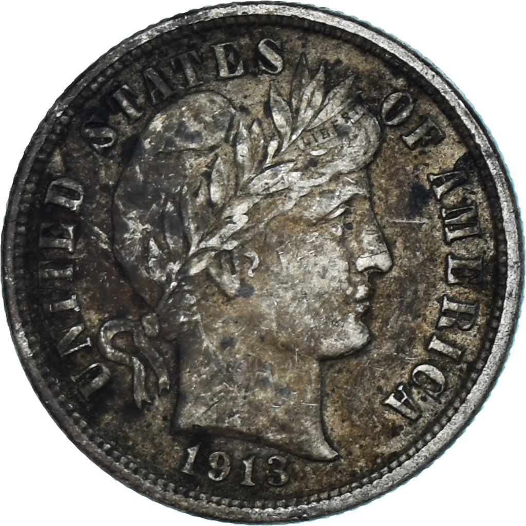 Coin, United States, Barber Dime, Dime, 1913, U.S. Mint, Philadelphia