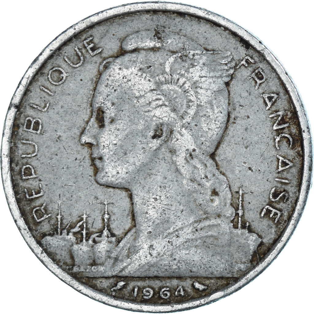 Coin, Comoros, 5 Francs, 1964, Paris, VF(20-25), Aluminum, KM:6