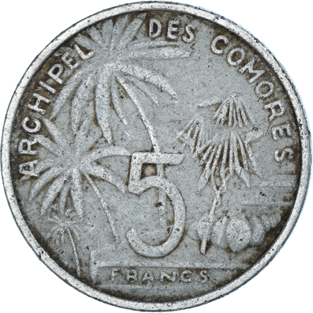 Coin, Comoros, 5 Francs, 1964, Paris, VF(20-25), Aluminum, KM:6